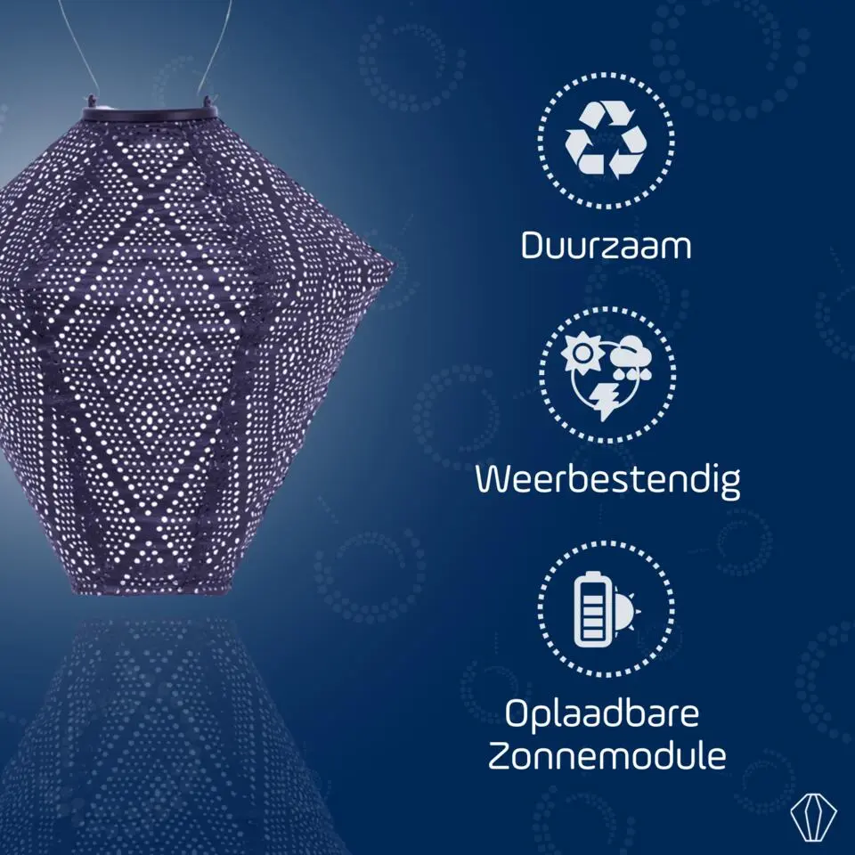 LUMIZ Solar Lampion Ikat Diamond - 28 cm - Future Dusk
