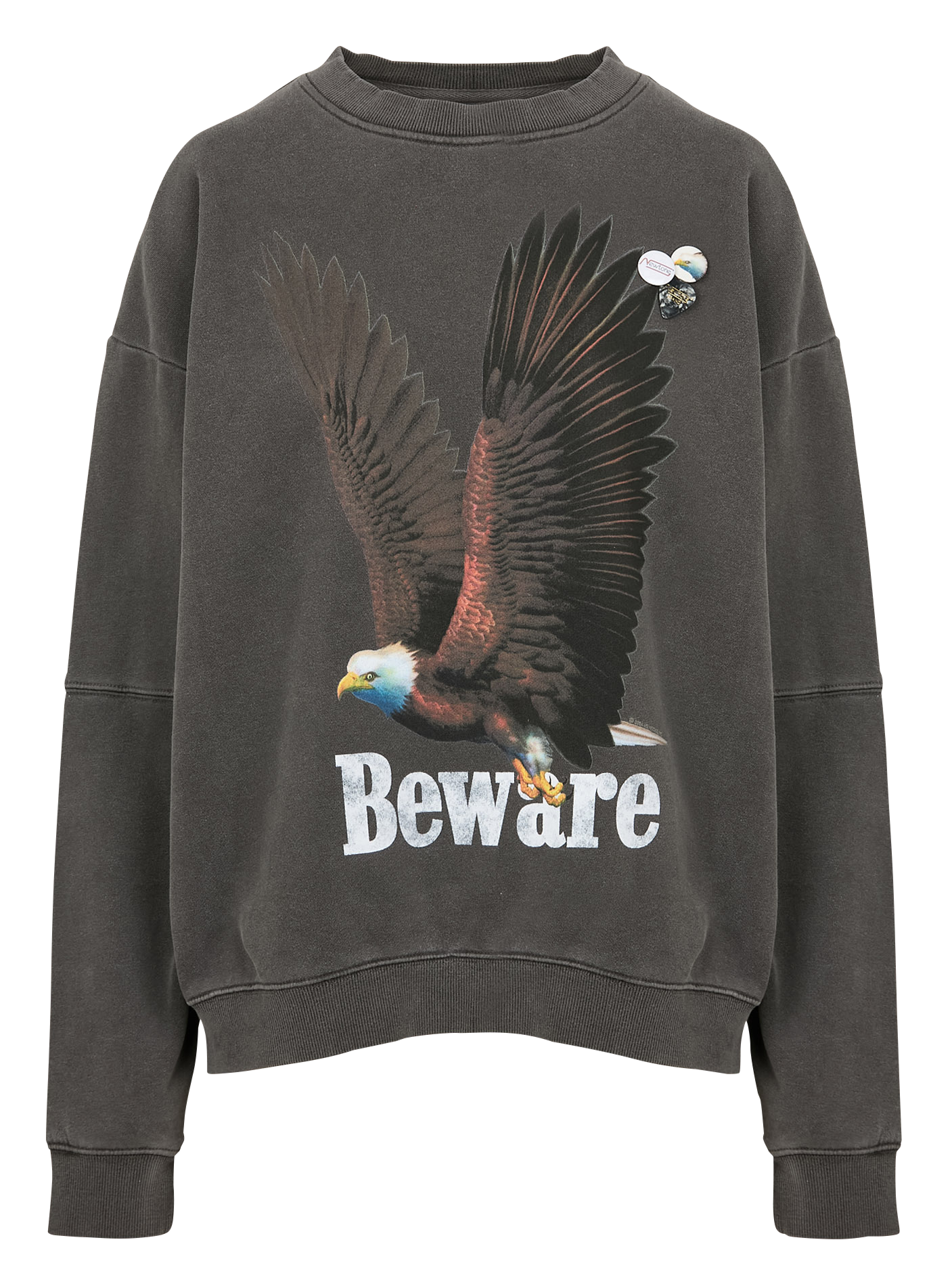ROLLER BEWARE - Sweat ample col rond sérigraphié en coton mélangé | Gris