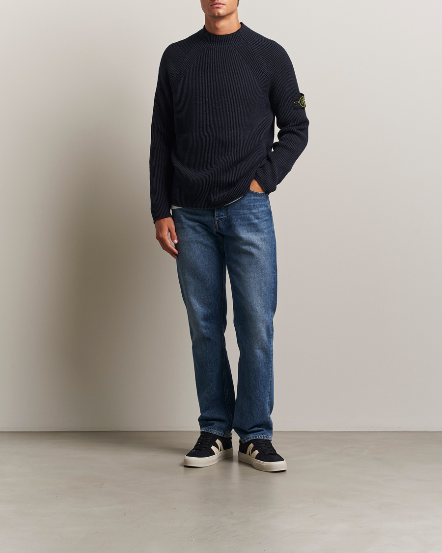 Stone Island Vanisé Full Rib Wool Crew Neck Navy