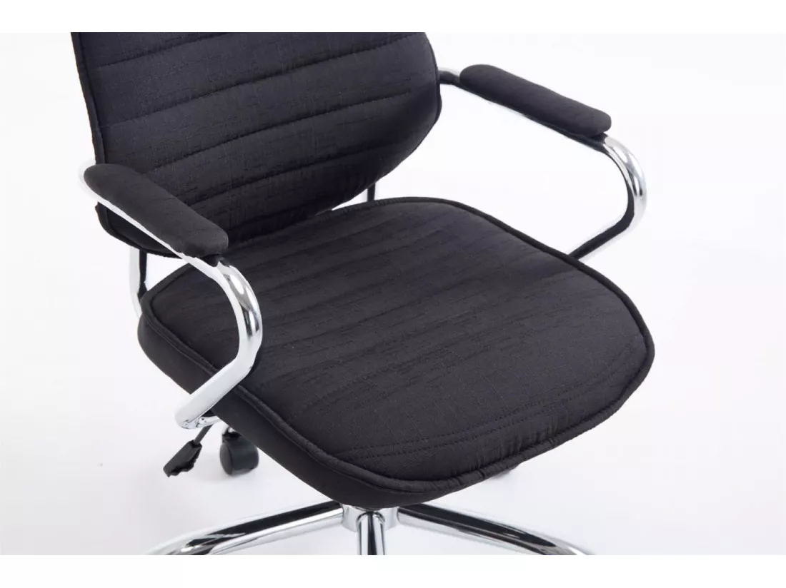 Chaise de bureau - Tissu & Métal chromé - Noir - Rako