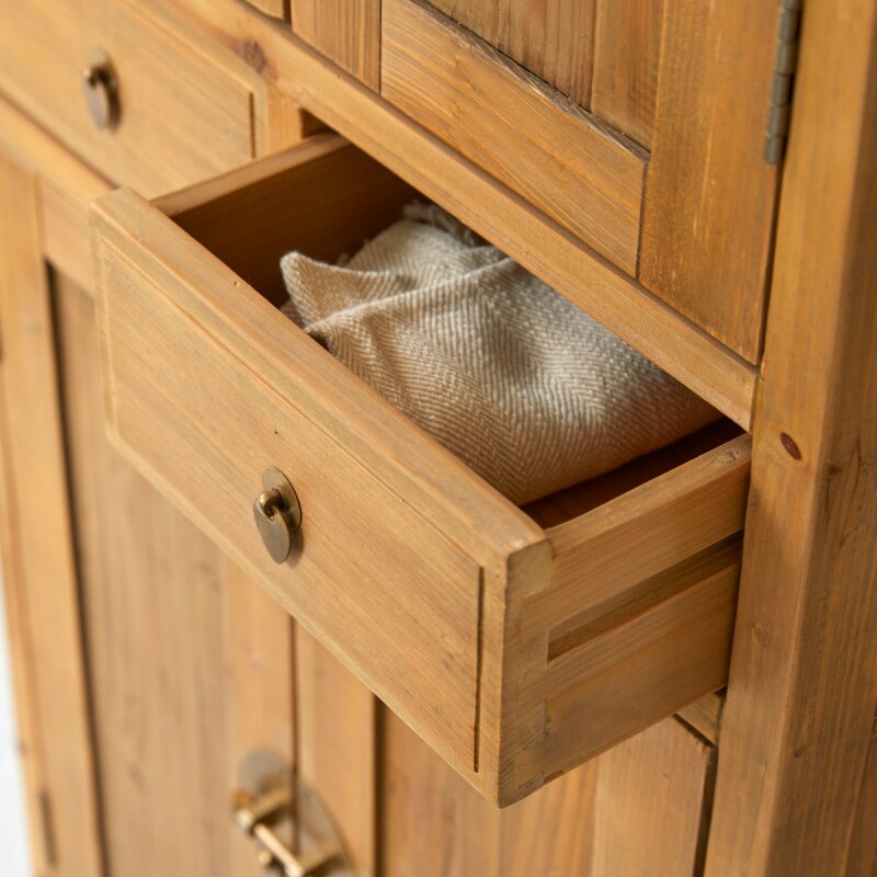 Armoire de rangement en pin massif recyclé Naturel Yuki