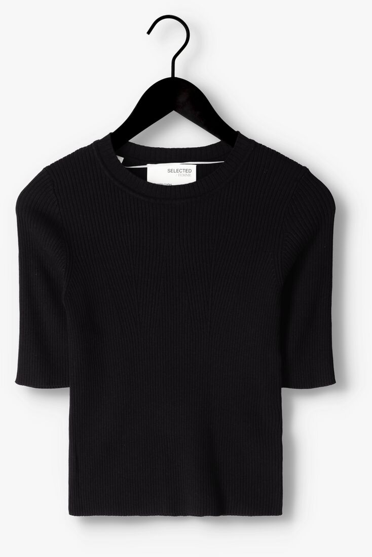 SELECTED FEMME zwarte selected femme trui slfmala 2/4 knit o-neck b