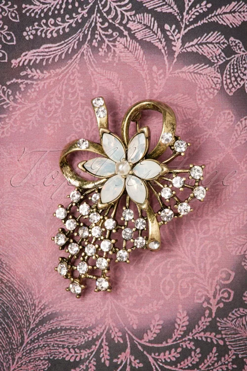 Lovely Miriam Haskell parelbroche in goud