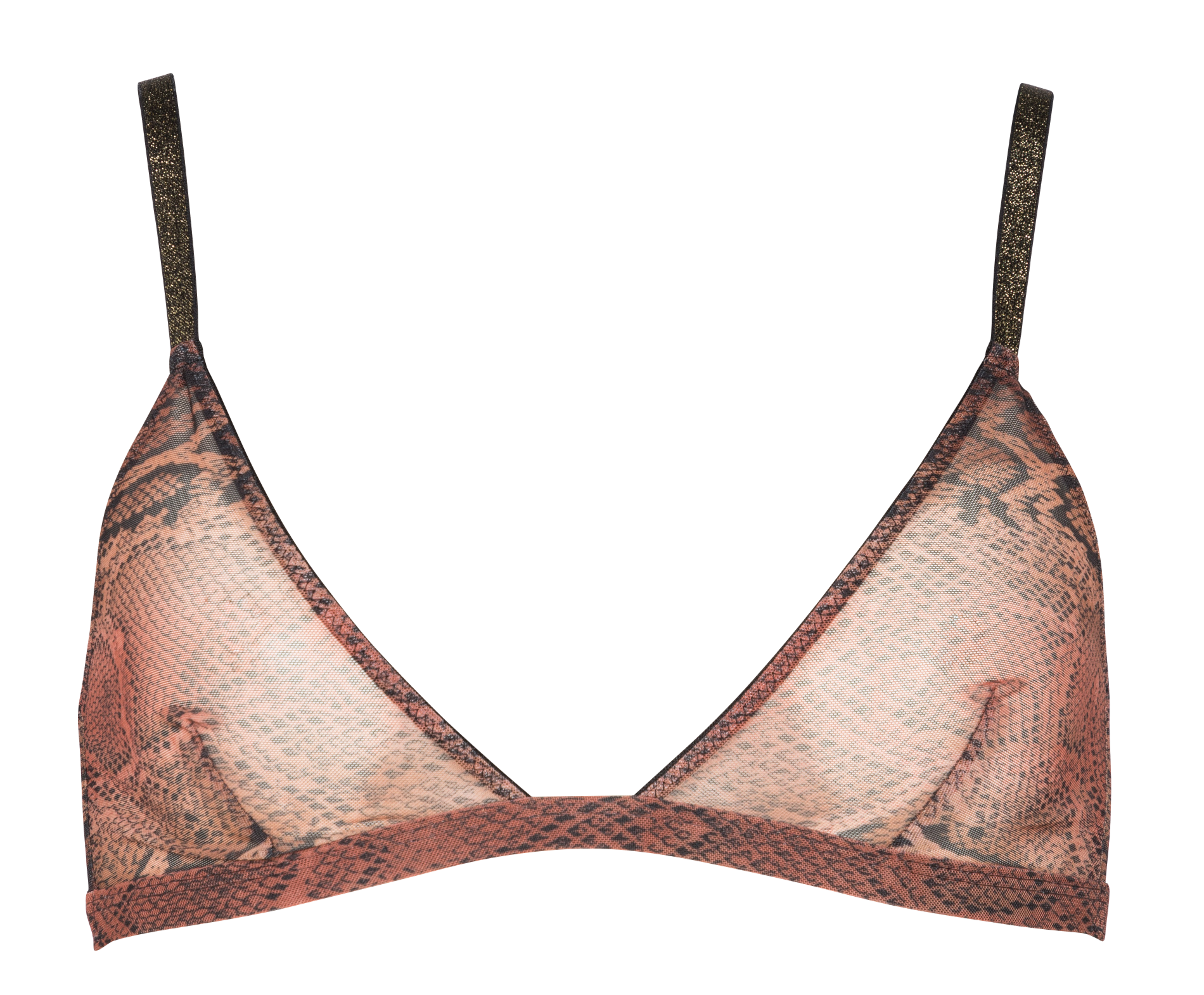 CHLOE - Soutien-gorge triangle imprimé transparent | Marron