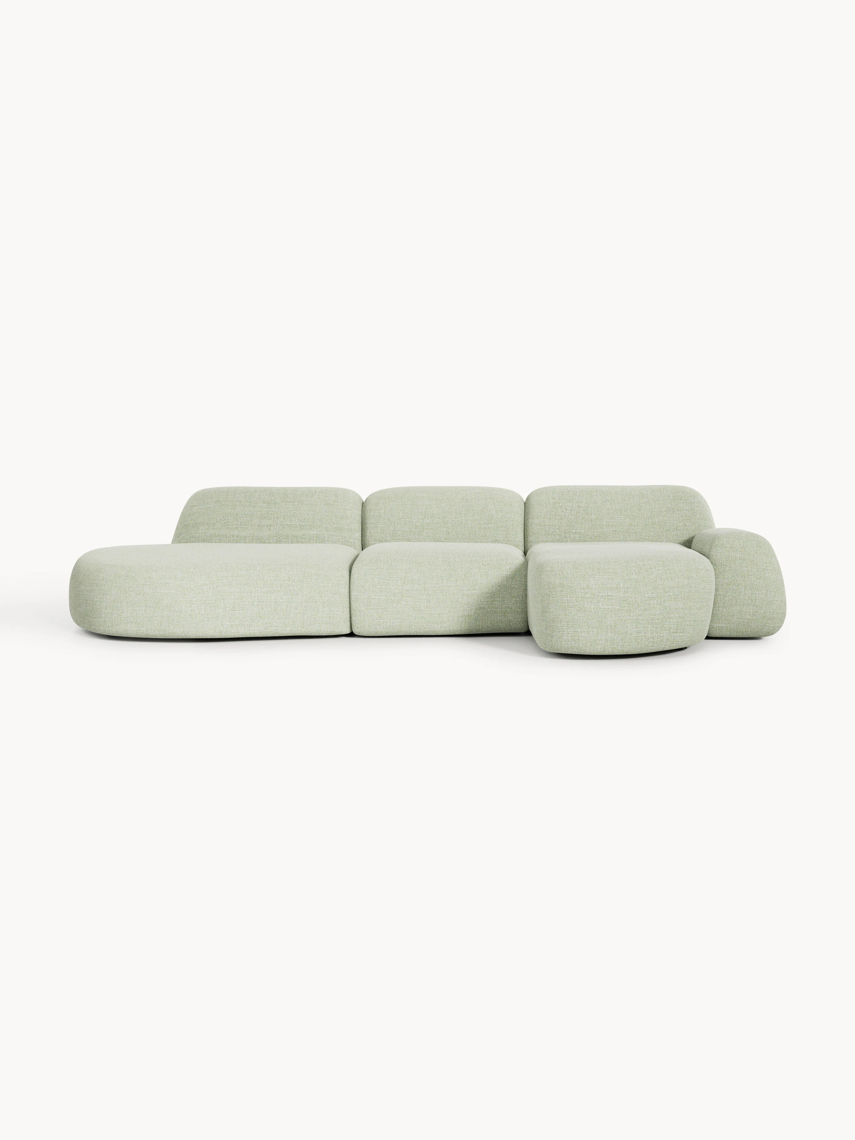 Modulaire bouclé hoekbank Wolke (4-zits) met chaise longue