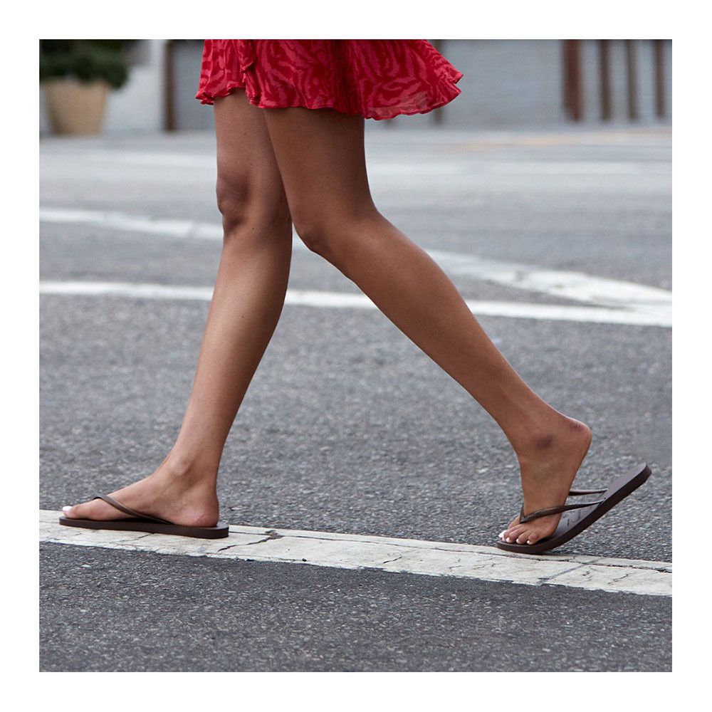 Havaianas SLIM - Tongs Femme dark brown/metal acoused