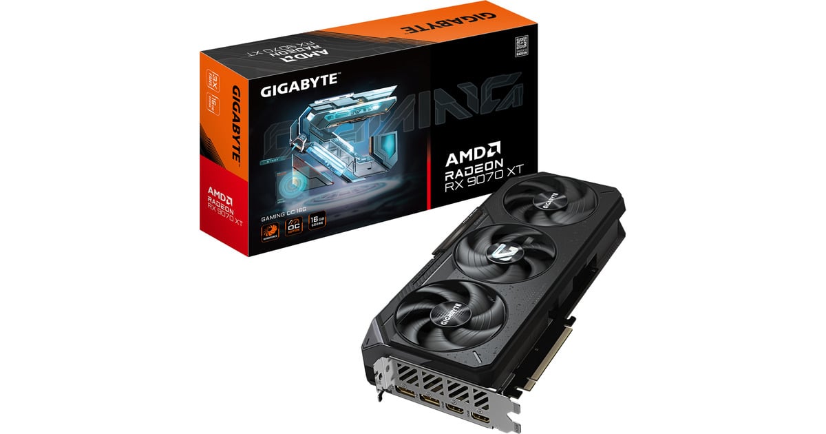 GIGABYTERadeon RX 9070 XT GAMING OC 16G grafische kaart  (2x DisplayPort, 2x HDMI 2.1, RDNA4)