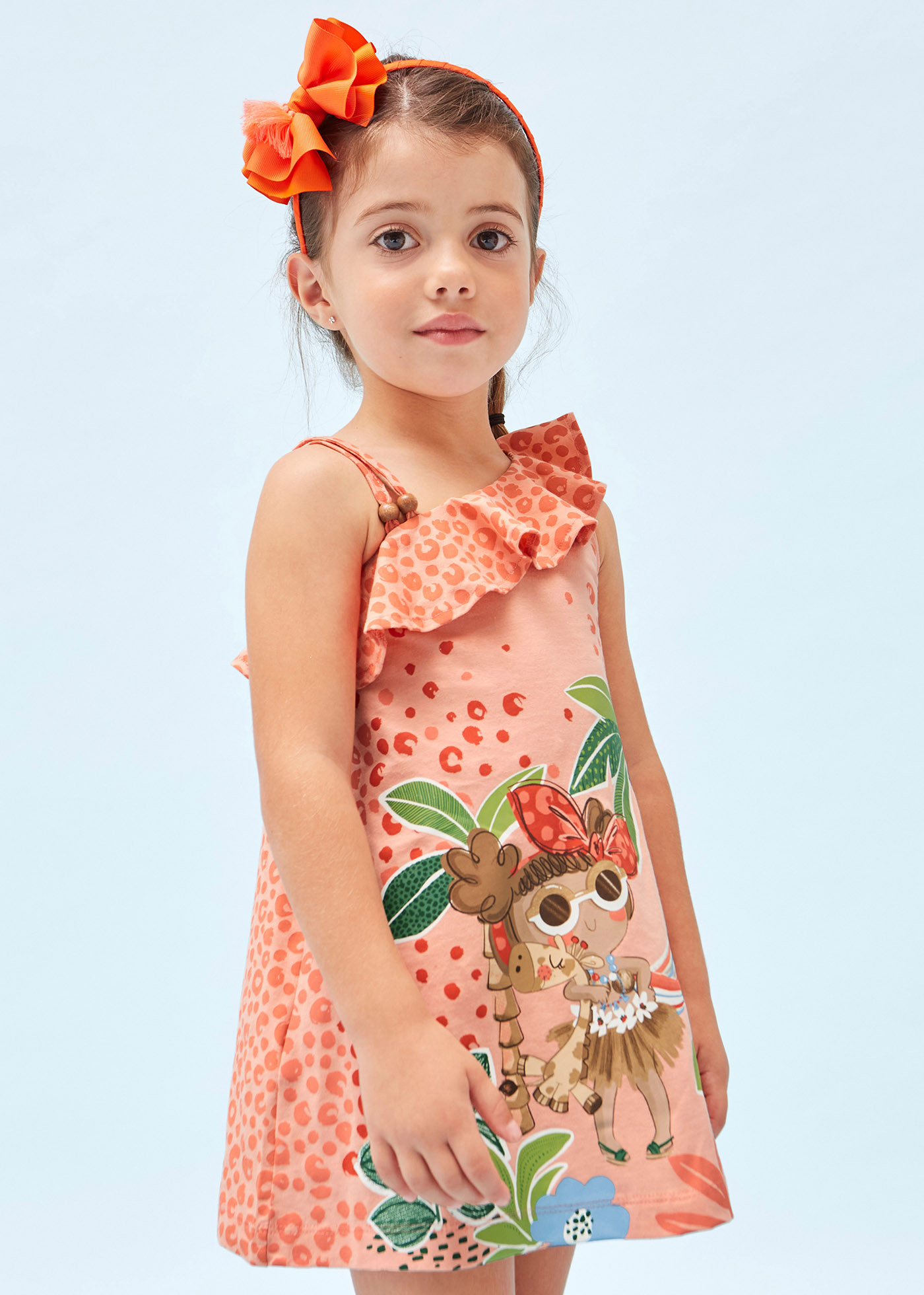 Vestido assimétrico de algodão sustentável para meninas