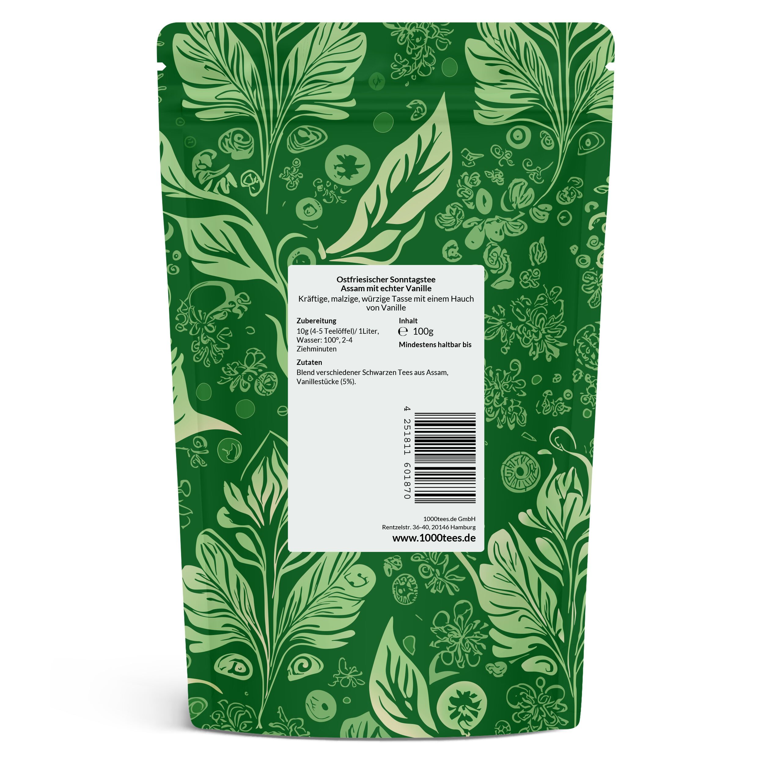 tea4me Ostfriesischer Sonntagstee mit echter Vanille Superior Blend Schwarztee aus Assam