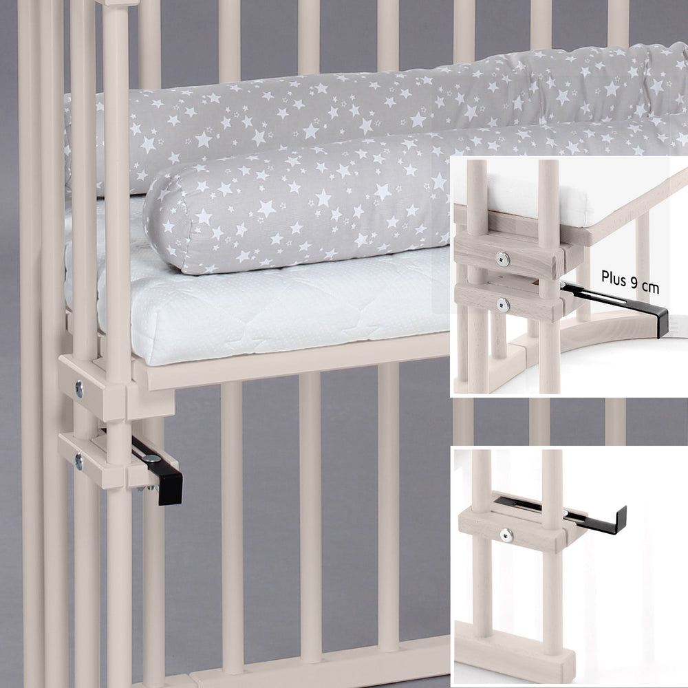 Køb babybay® Bedside Crib Beige Varnished Maxi Co-Sleeper Babyseng