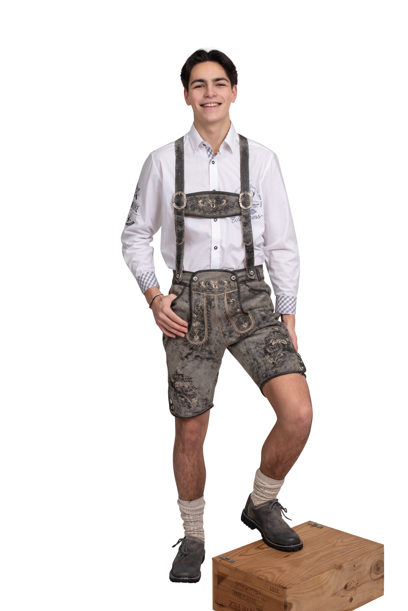 Lederhose Grijs Heren Kort Vintage