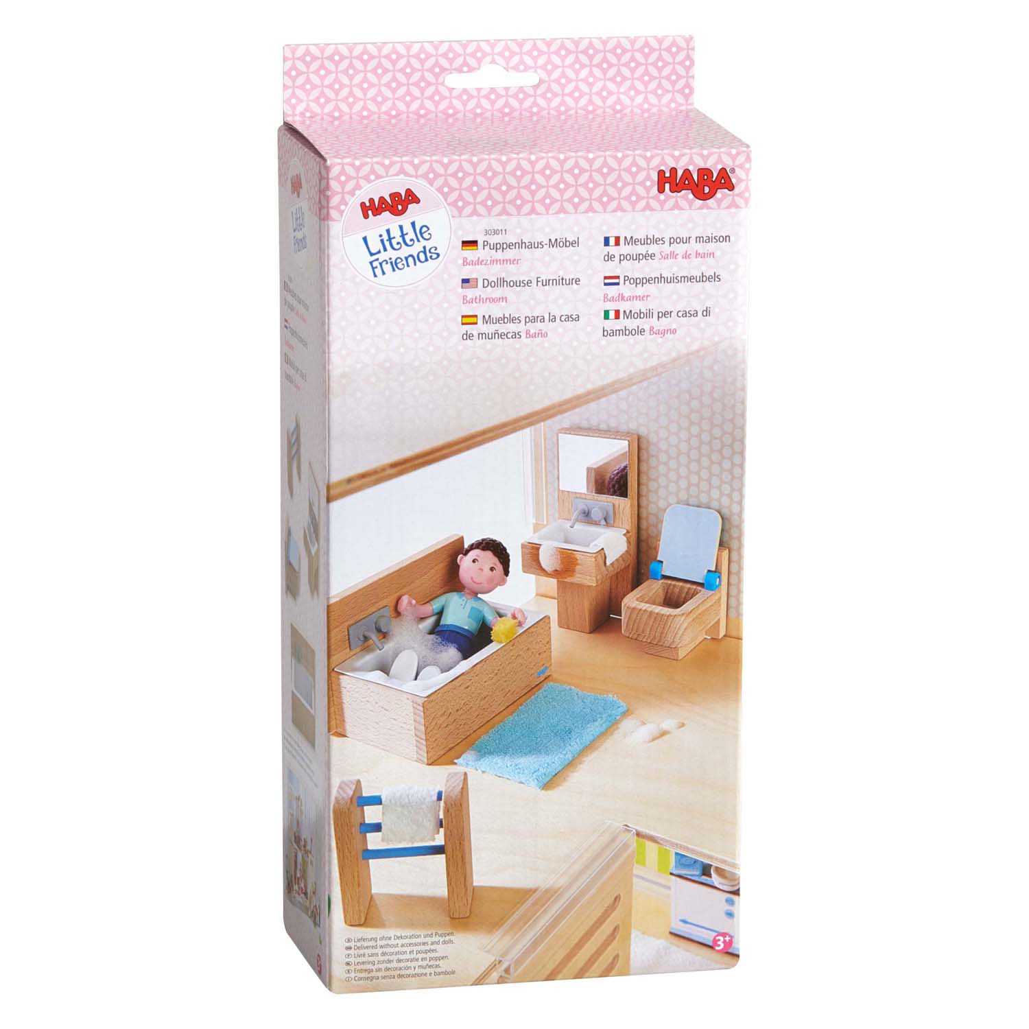 Haba Little Friends -Houten Poppenhuismeubels Badkamer, 4dlg.