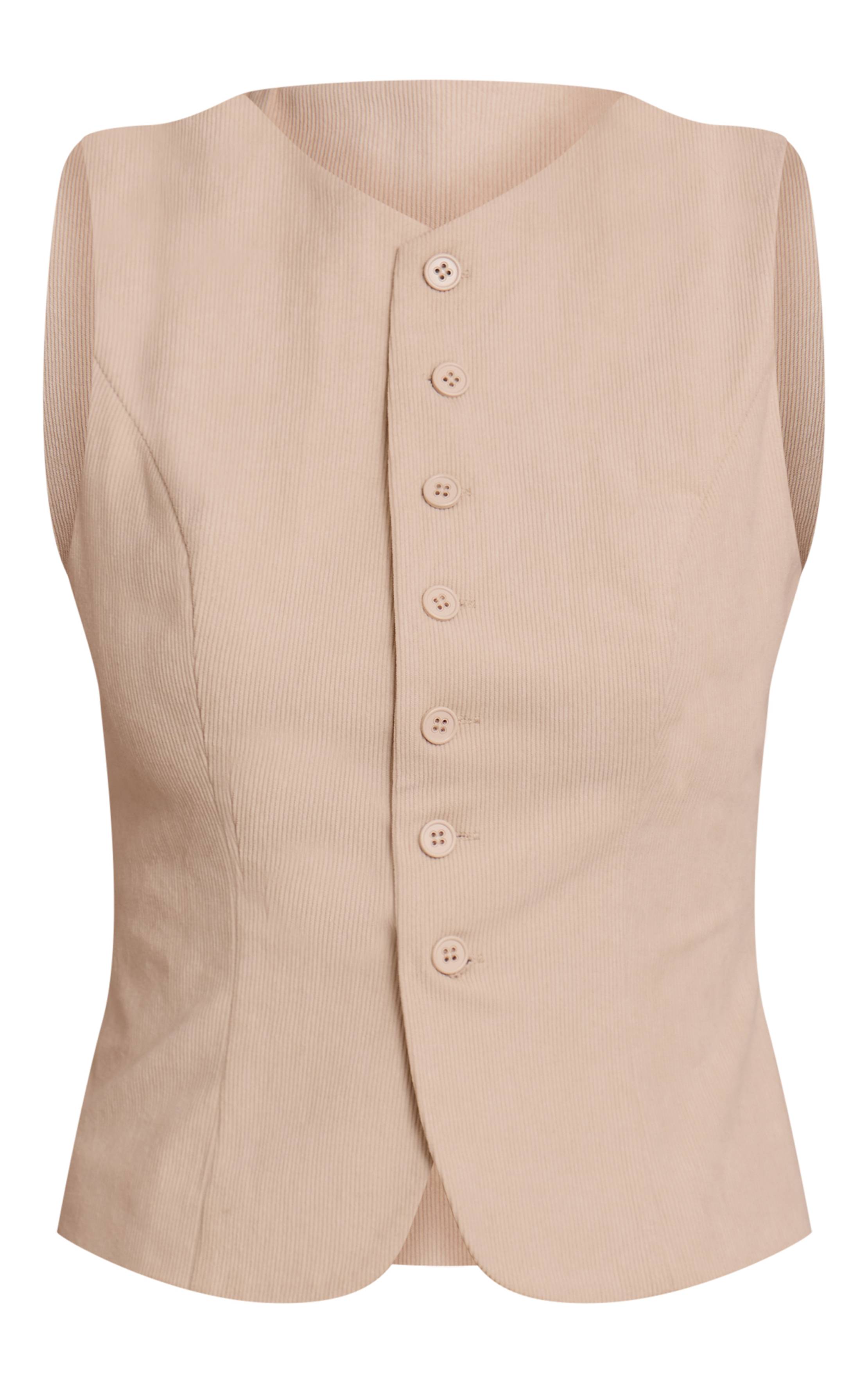 Sable Gilet Ajusté En Velours Côtelé