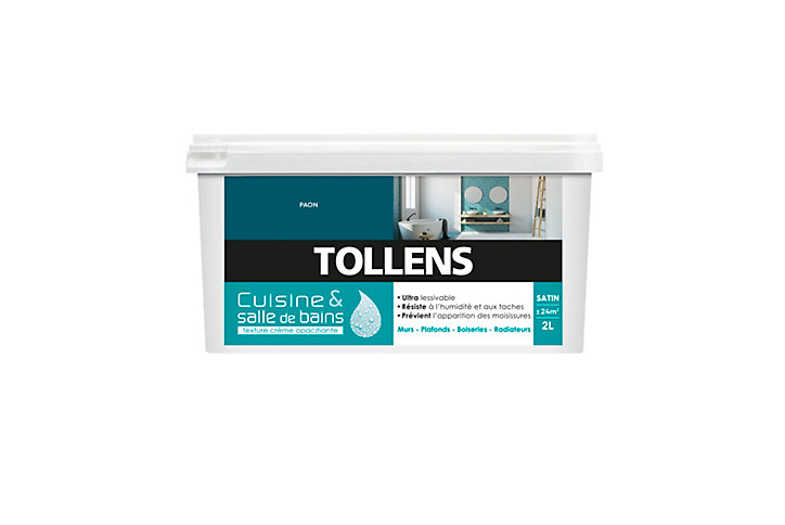Peinture cuisine et salle de bain satin bleu Tollens 2L