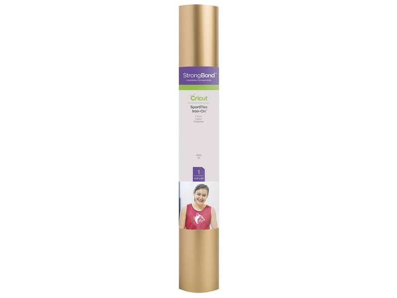 Cricut Aufbügelfolie Sportflex 30 x 61 cm, 1 Stück, Gold Textilien mit individuellem Touch