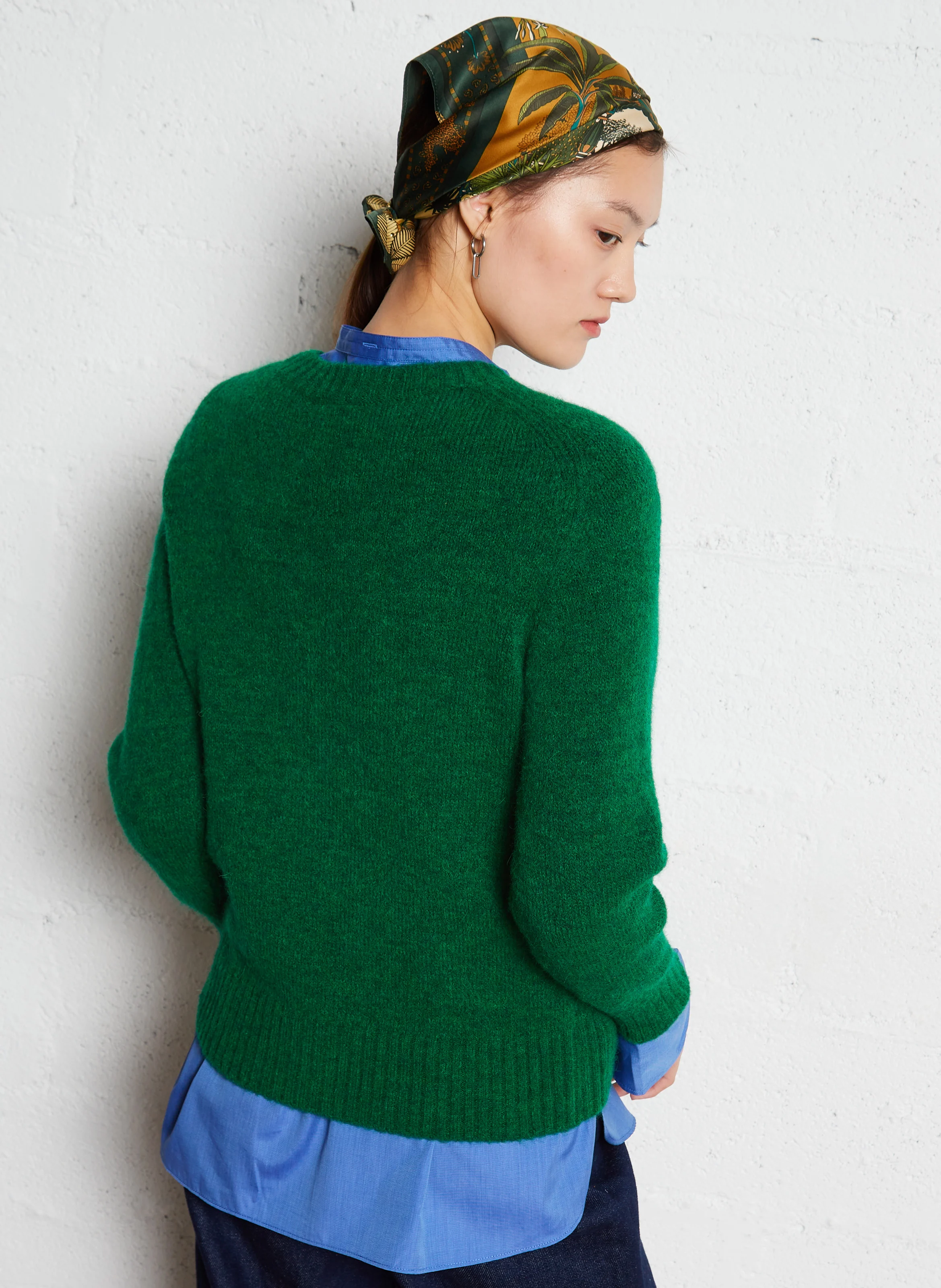 ENVIE - Pull col rond droit en maille tricotée | Vert