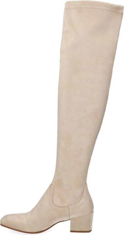 Manfield - Overknee Laarzen - Beige - Suède