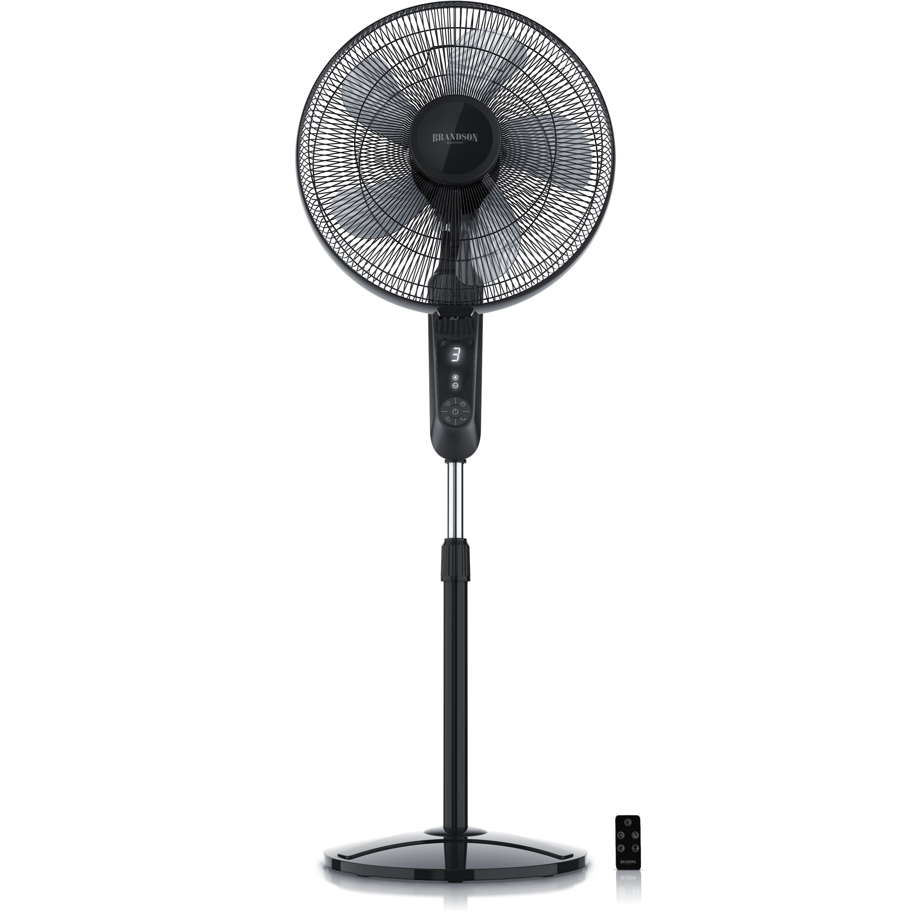 Brandson Standventilator 60W mit Timer, Luftkühler 80 Grad osziellierend, Ventilator höhenverstellbar, Kopf um 35 Grad neigbar, 3 Geschwindigkeiten