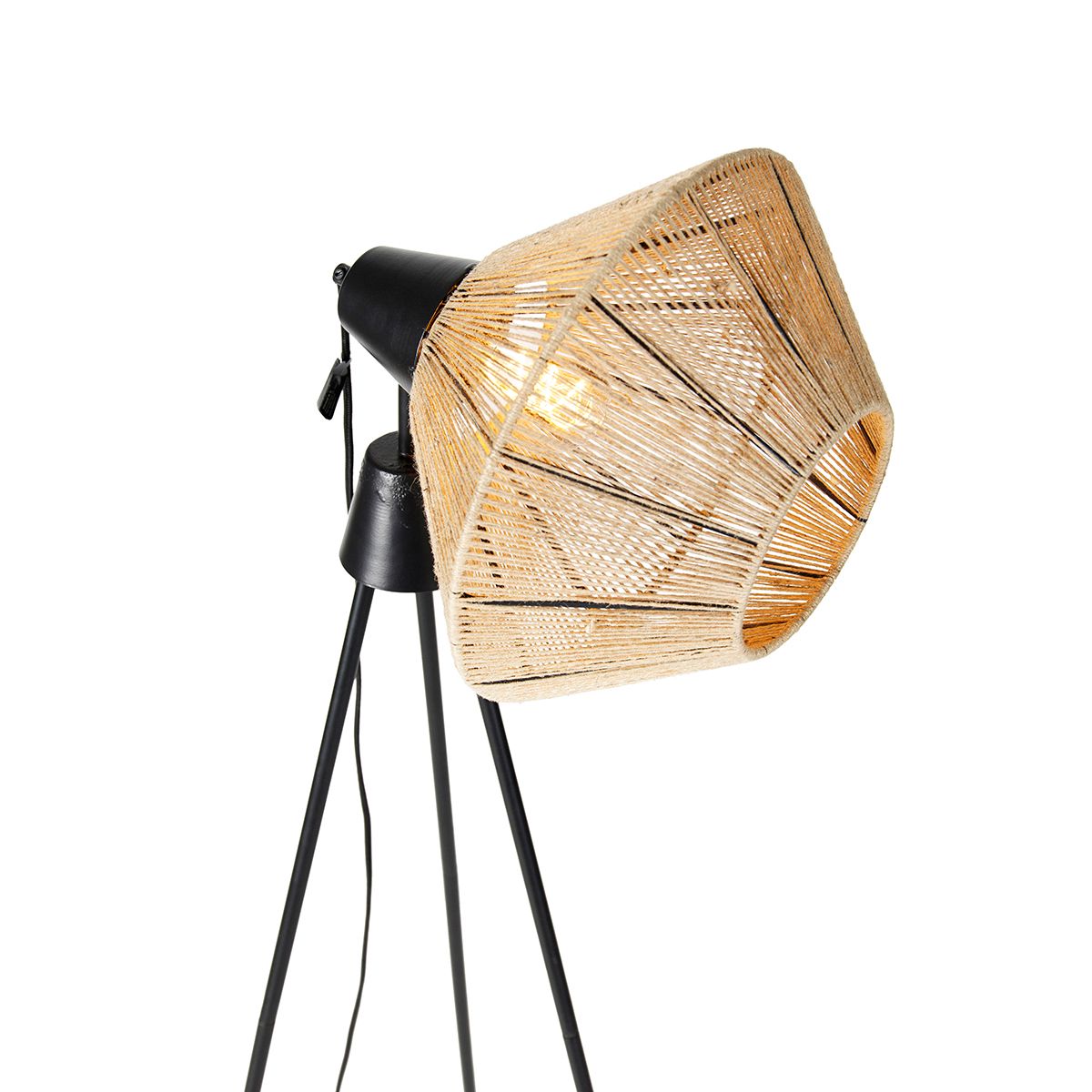 Landelijke vloerlamp tripod touw - Jenthe
