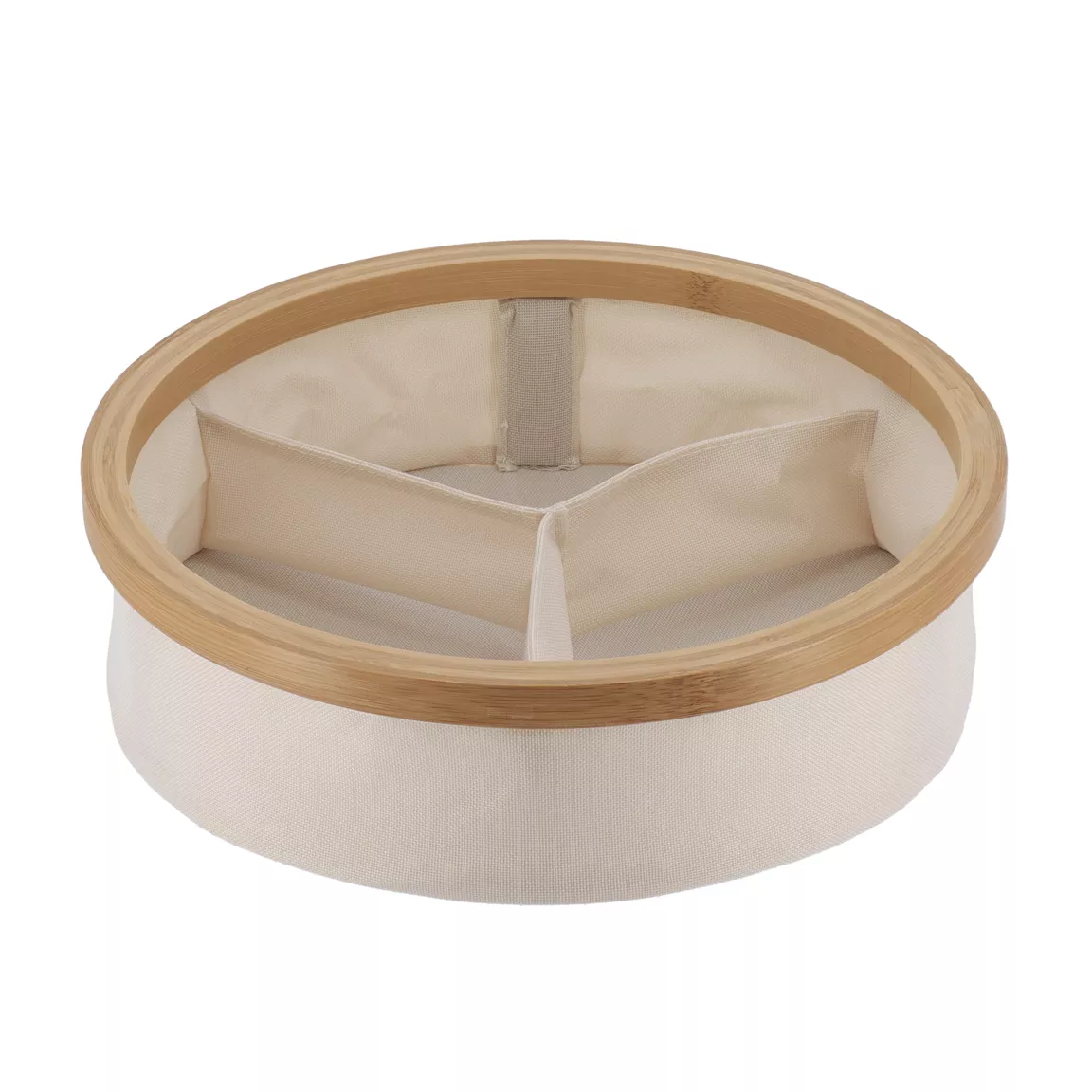 Organisateur rond pliable 3 compartiments (D30 x H10 cm) Purebamboo Ecru
