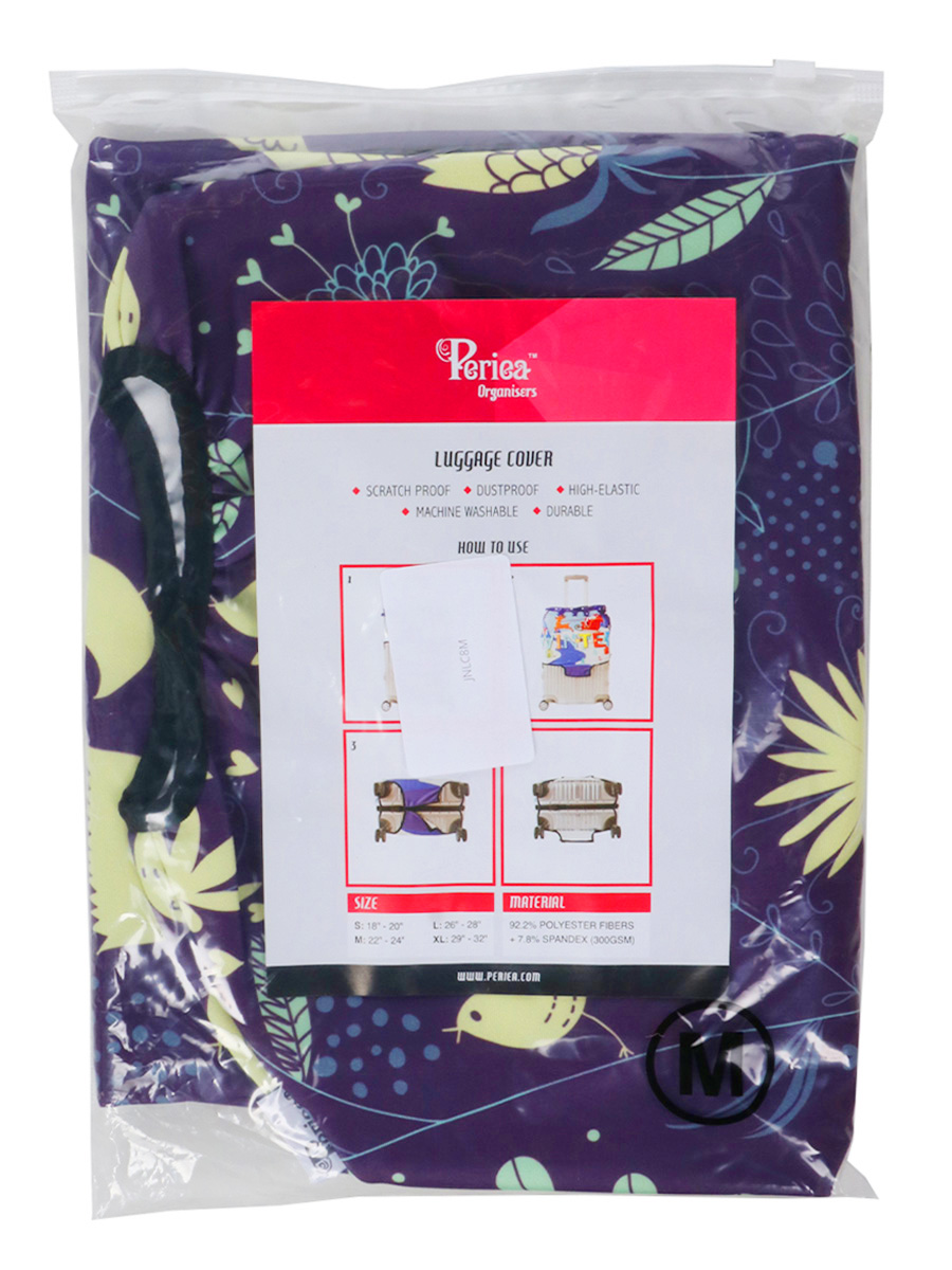 Housse de valise Periea Purple with Yellow Birds M