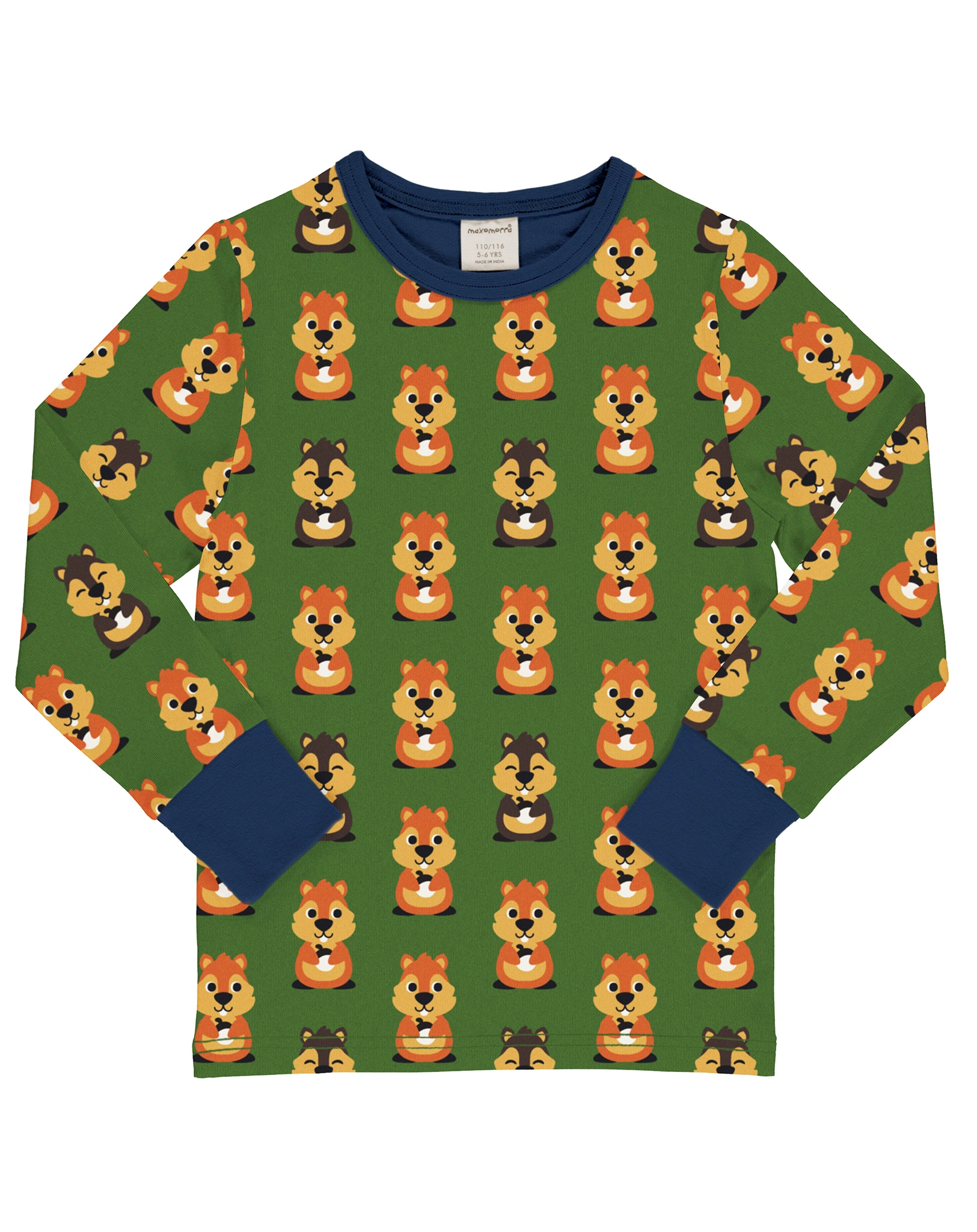 Langarmshirt GARDEN SQUIRREL in grün/dunkelblau