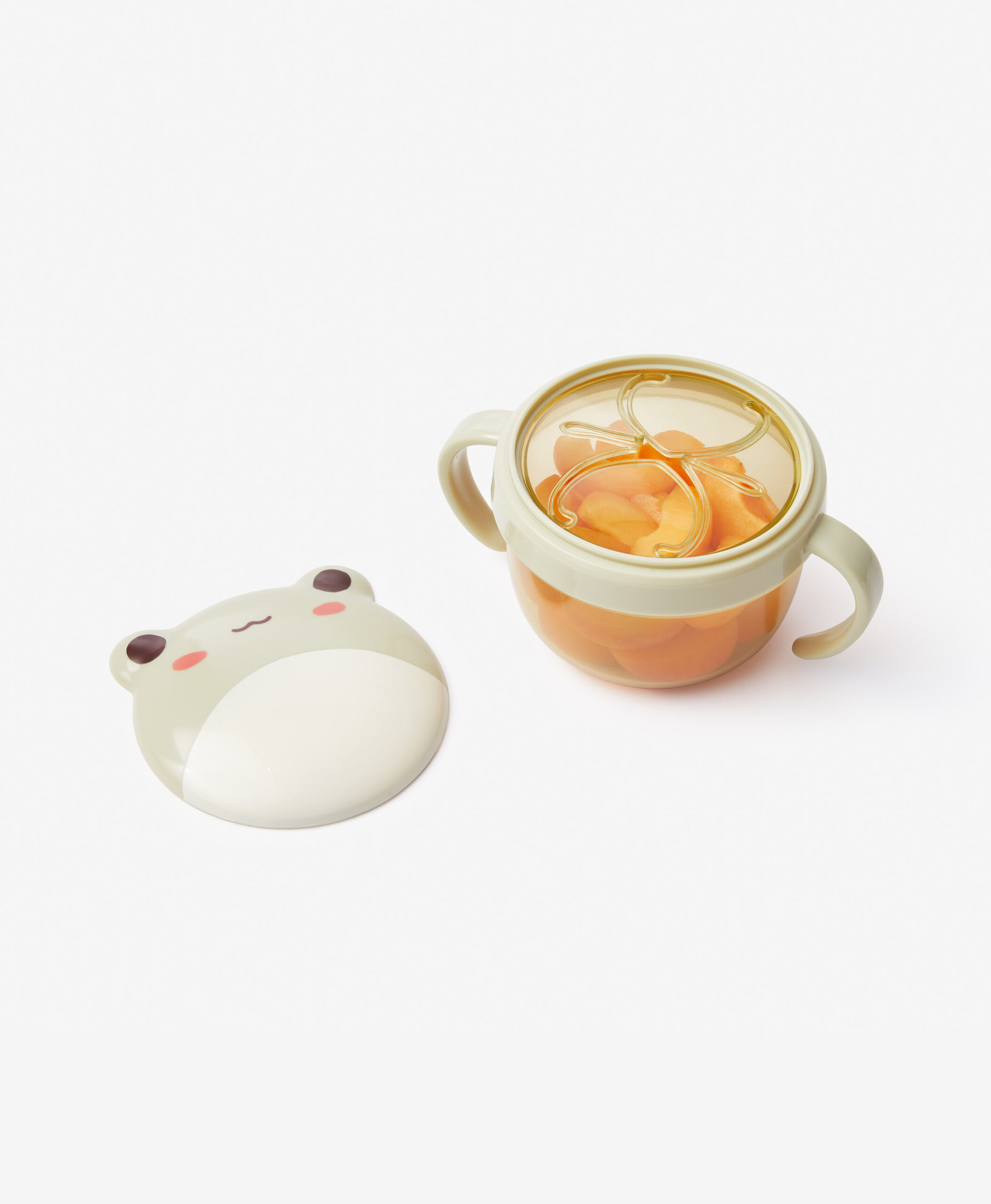 Verschüttsichere Snack-Tasse mit zwei Griffen