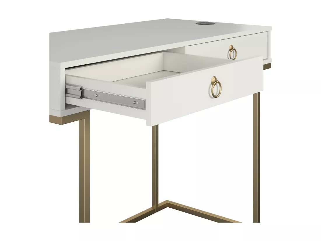 Camila | Bureau avec 2 tiroirs en mélaminé blanc