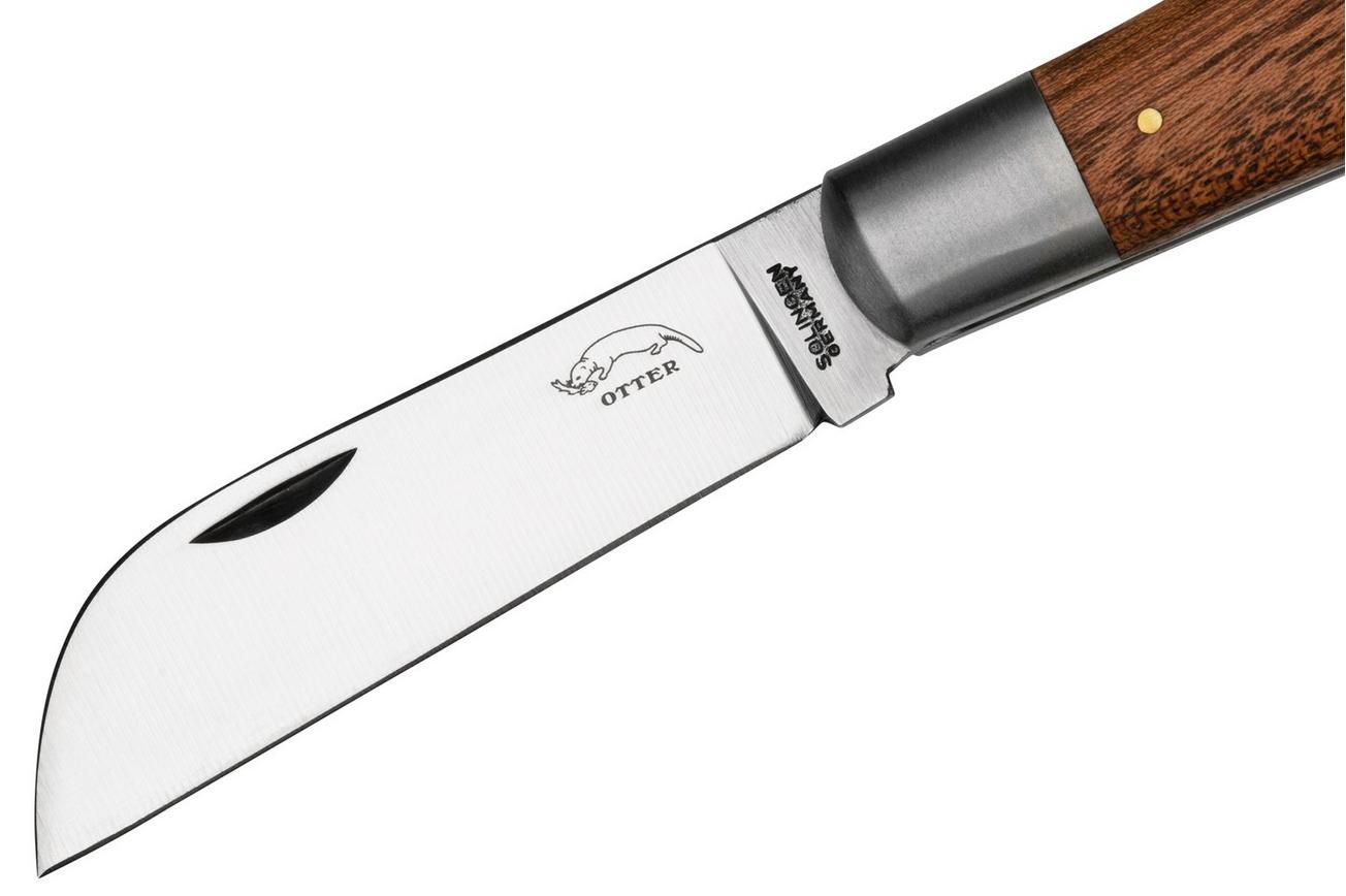 Otter Anchor Knife 173 Large Carbon, Sapeli, Brass Anchor, zakmes