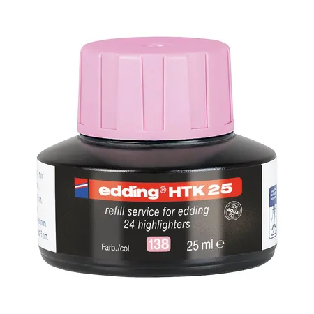 edding HTK 25 Nachfülltinte Textmarker pastellrosa, 25 ml