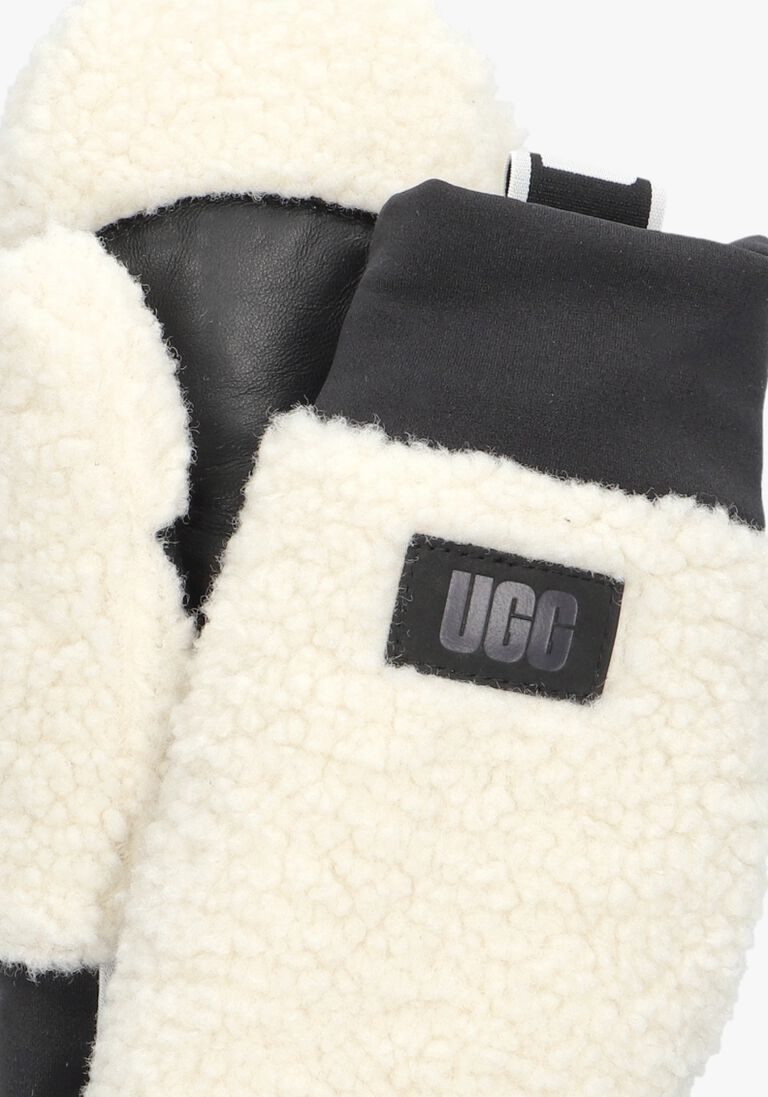 witte ugg handschoenen uggfluff mitten with logo tape