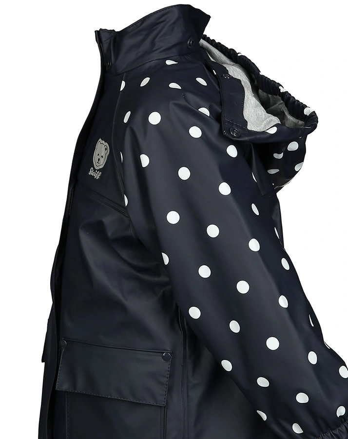 Regenmantel RAGLAN DOTTED mit abnehmbarer Kapuze in navy