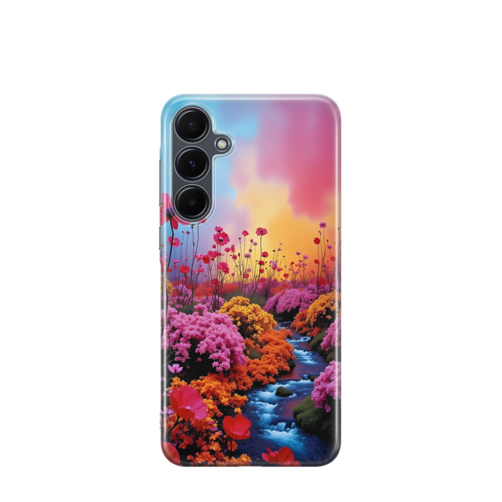 Samsung Galaxy A55 Gummi Hülle Ein Fluss aus Licht und Blüten - Versch. Farben