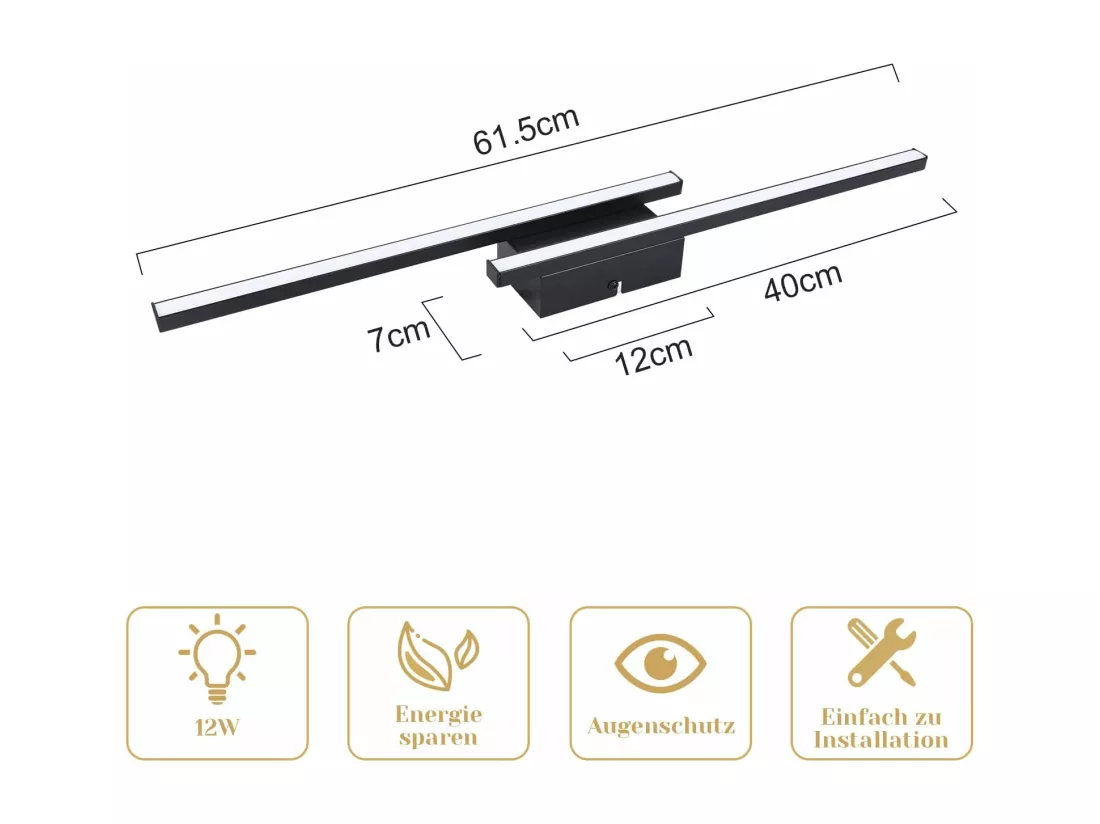 NETTLIFE Plafonnier LED blanc 12W 3000K moderne
