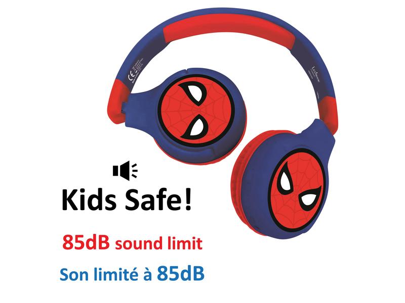 Lexibook Kinderkopfhörer Spider-Man 2-in-1-Bluetooth Kabelloser Kopfhörer für Kinder