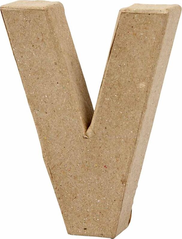 Bogstav Til Pynt - V - Stort Bogstav - Papmaché - 10X8 CM