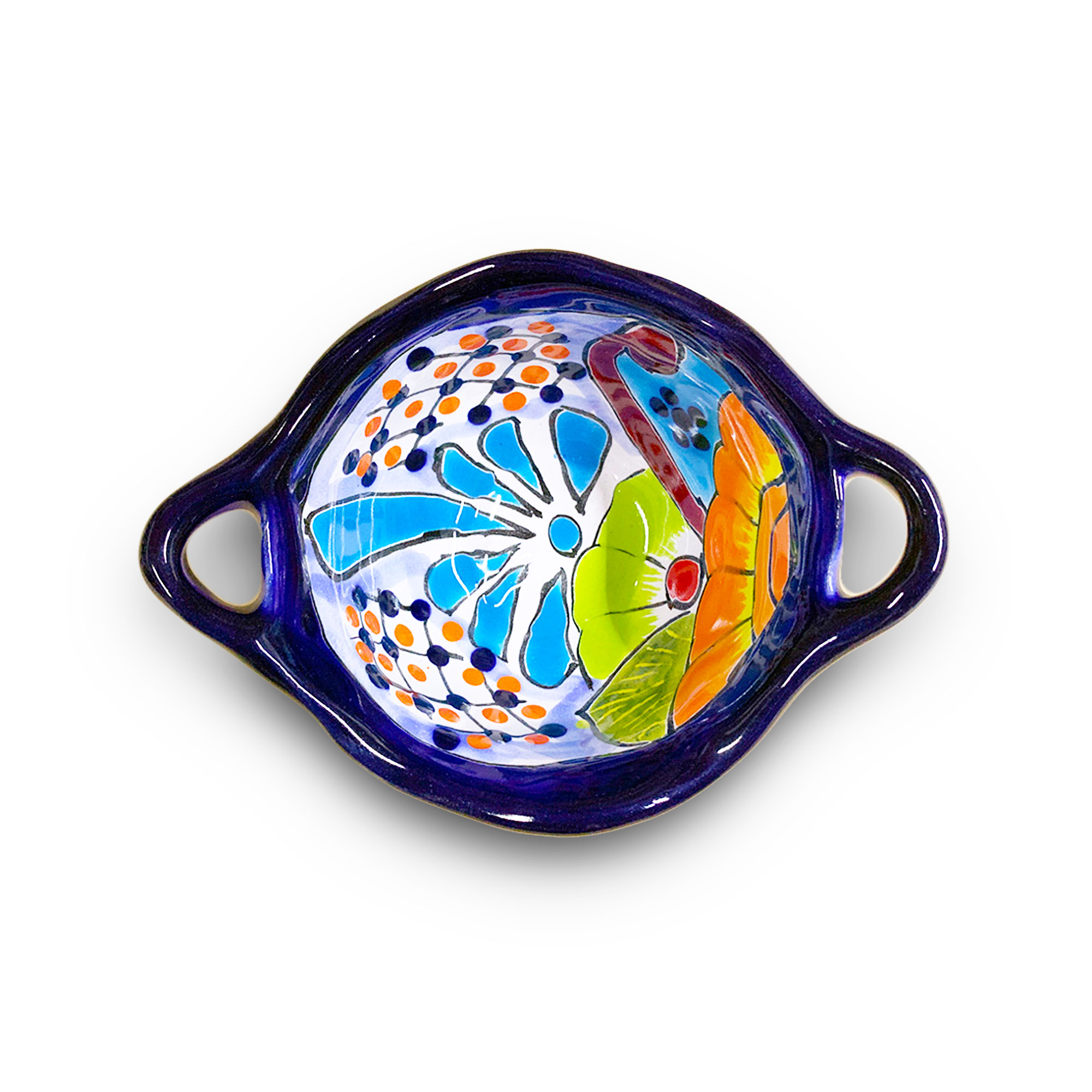 Keramik-Schüssel mit Henkeln 'Fächer', multicolor, B 14 cm, T 10 cm, H 7 cm zu 14,00