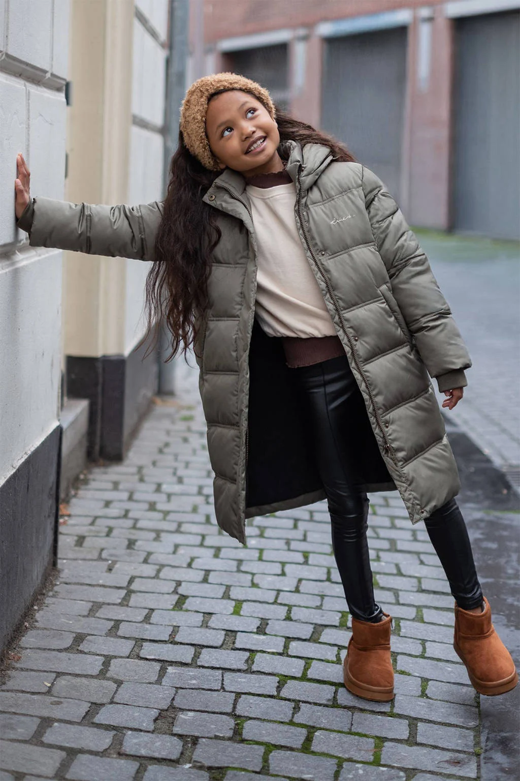 Like Flo imitatiebont sjaal + haarband lichtbruin