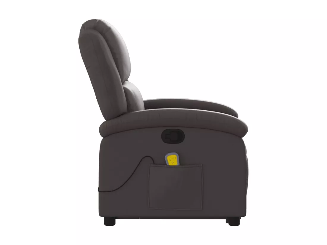 Fauteuil inclinable de massage marron foncé cuir véritable