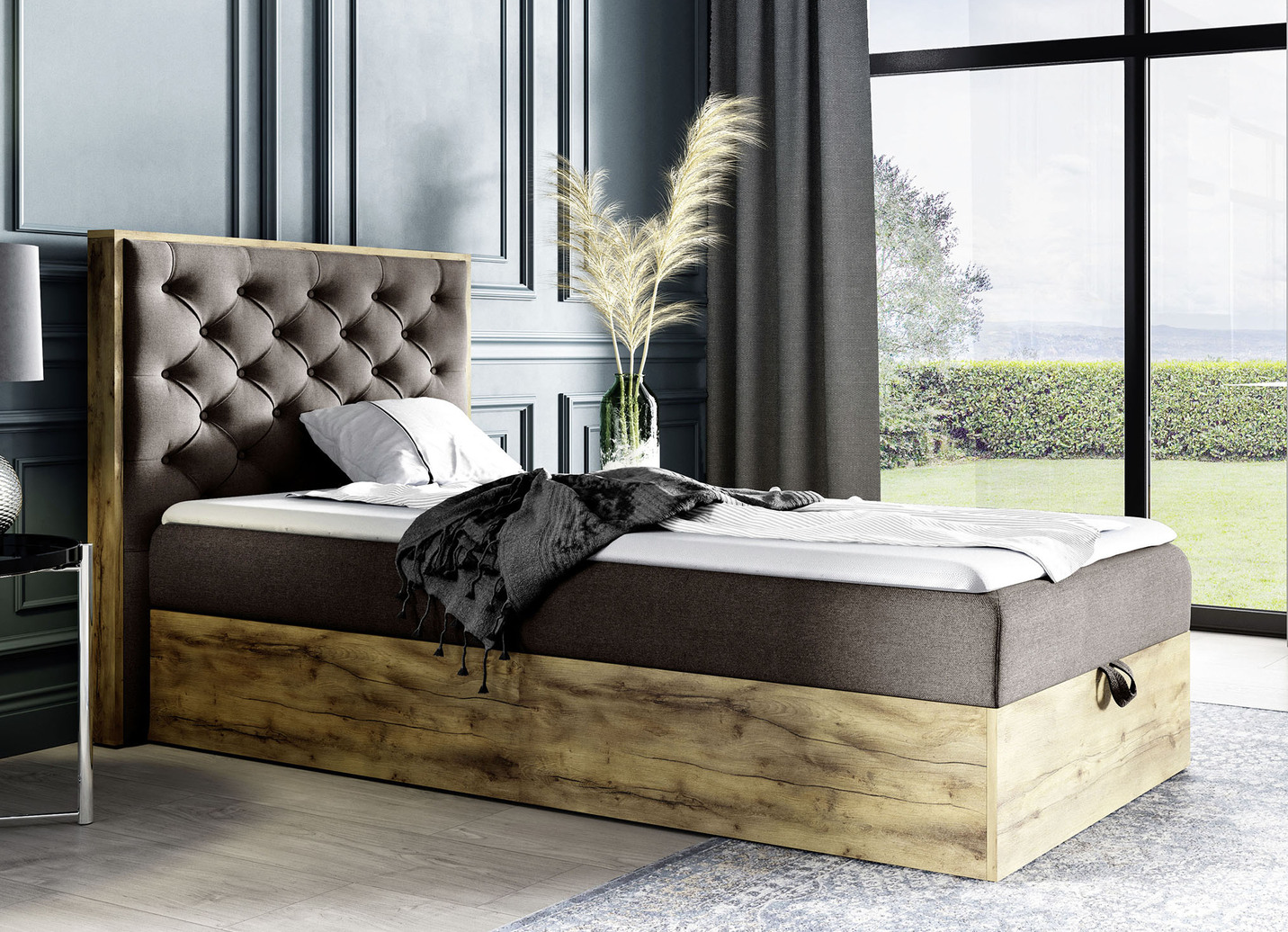 Boxspringbett mit Bettkasten und Topper