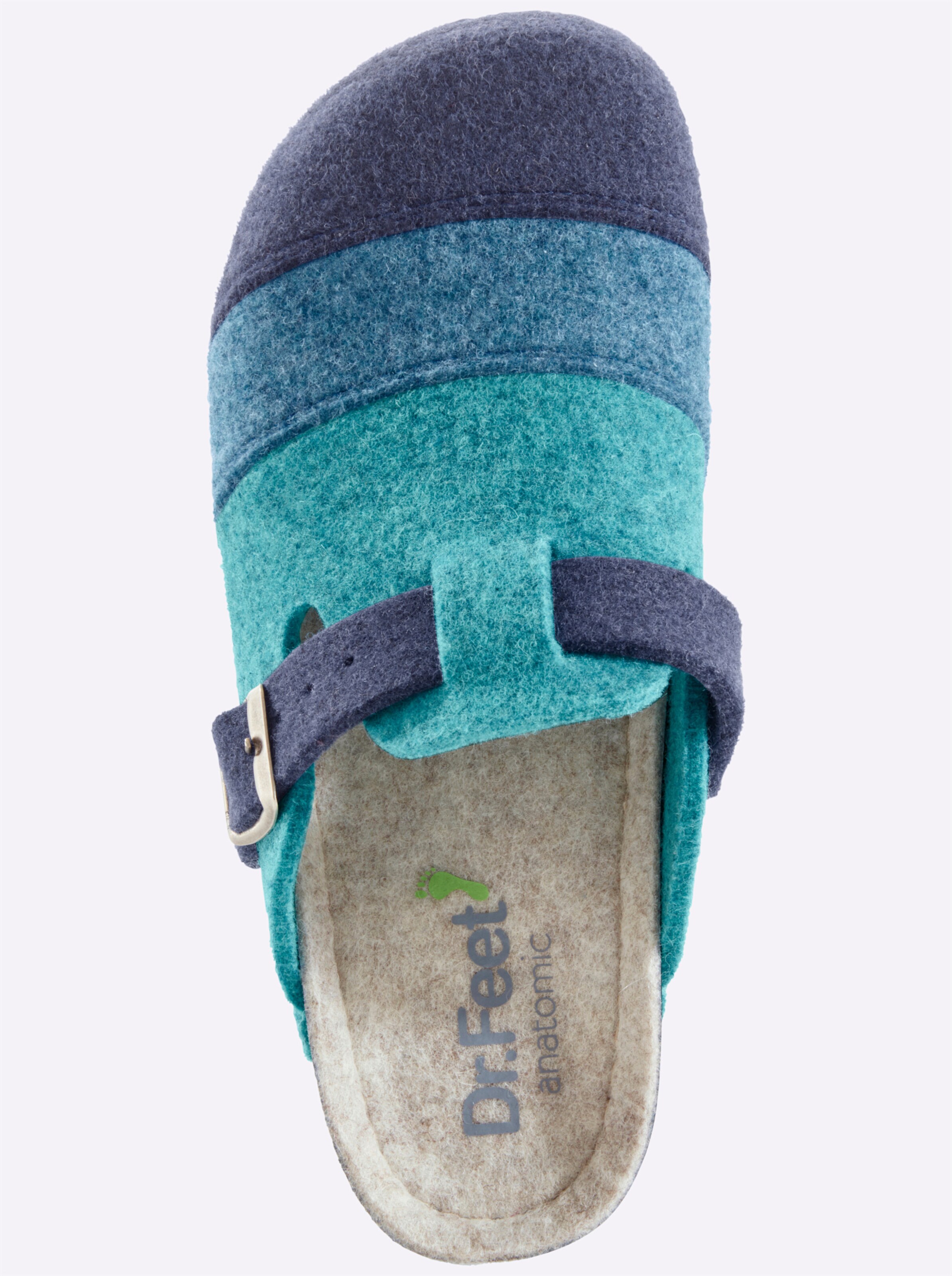 Dr. Feet Hausschuh in blau-gestreift