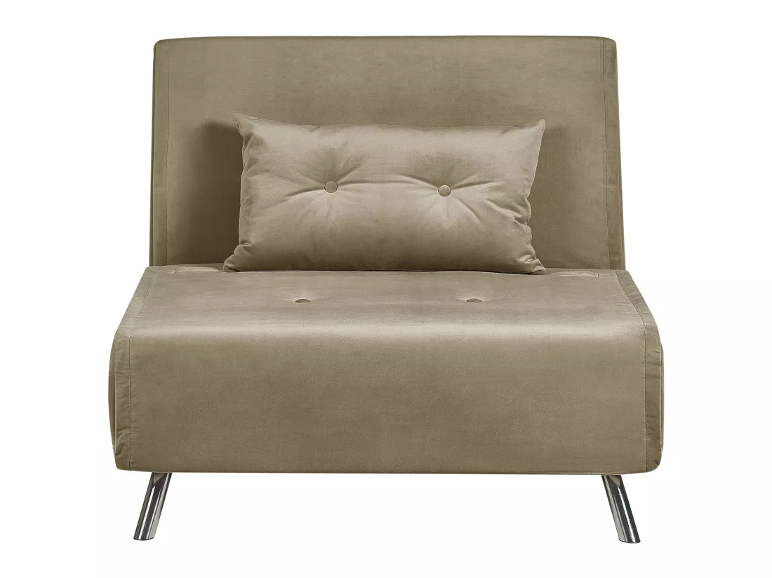 Canapé convertible 1 place en velours vert olive FARRIS