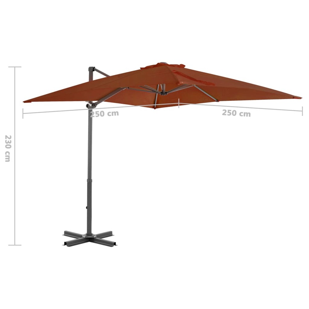 Parasol déporté avec mât en aluminium 250 x 250 cm orange