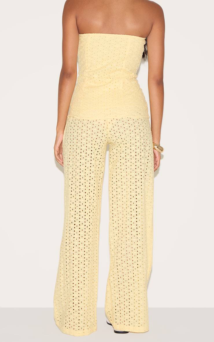 Citron Ensemble Pantalon Taille Mi-haute Brodé