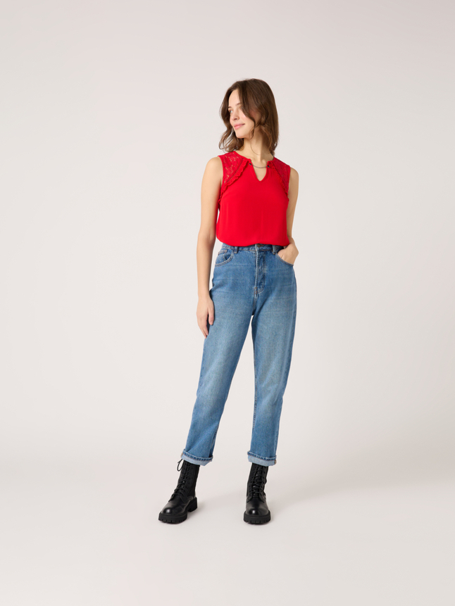 Top sans manches col bijou