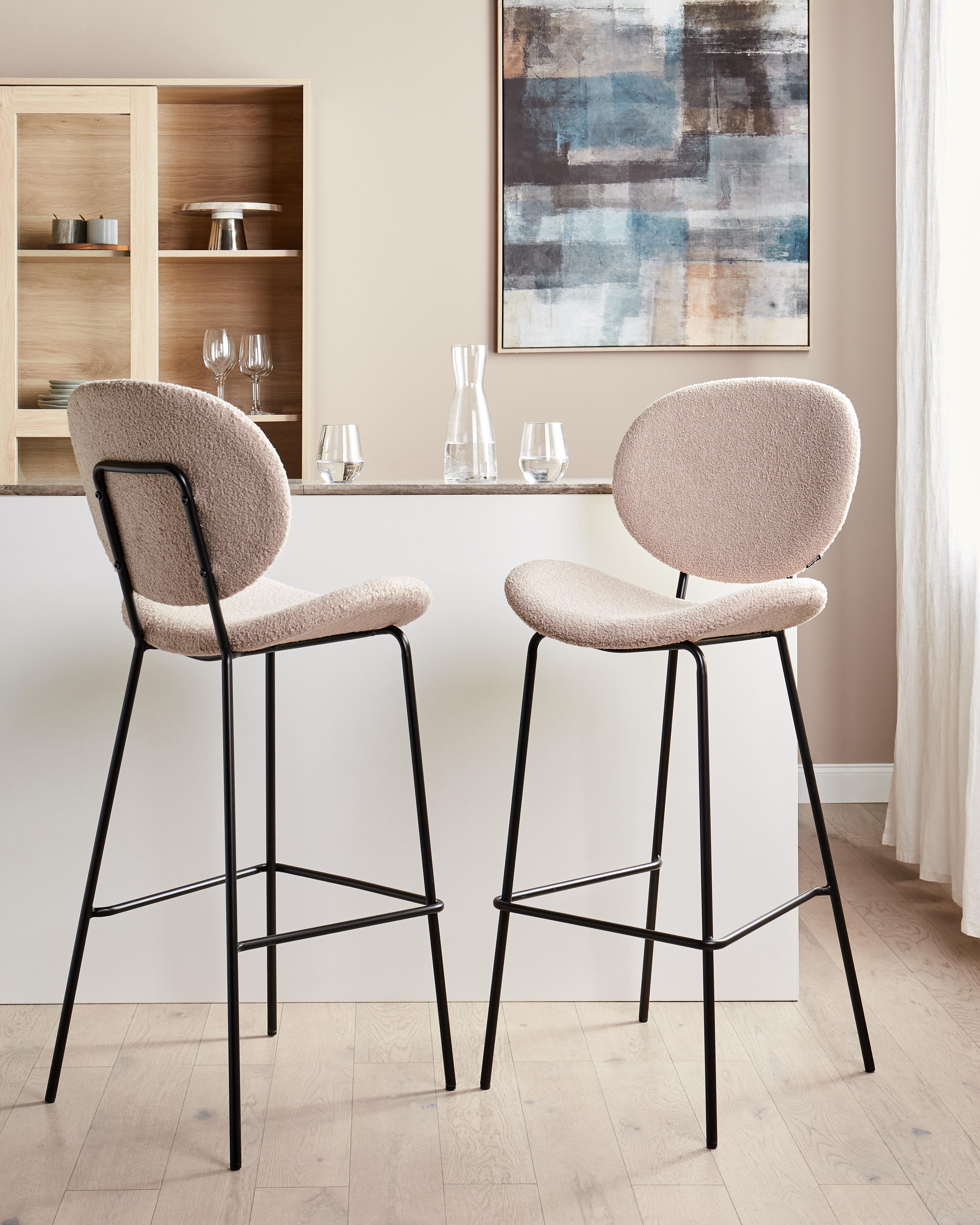Set van 2 barstoelen LUANA Bouclé Lichtbeige
