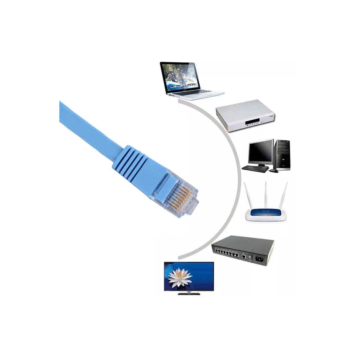 NÖRDIC Cat6 U / UTP flat nettverkskabel 30cm 250MHz båndbredde og 10Gbps overføringshastighet blå