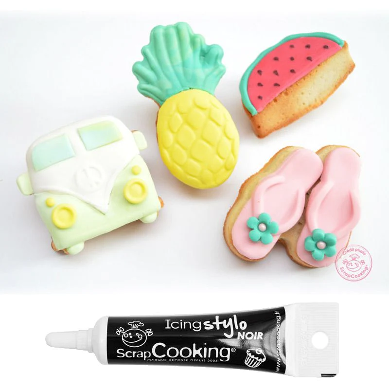 Moule en silicone Summer + Stylo de glaçage noir Scrapcooking