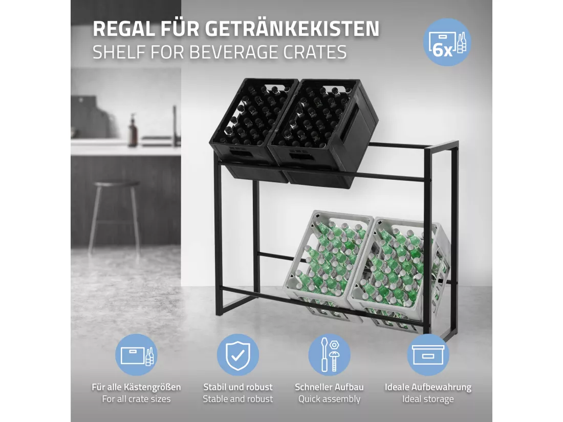 Étagère de rangement pour 6 caisses de boissons 104 x 32 x 82,5 cm acier anthracite