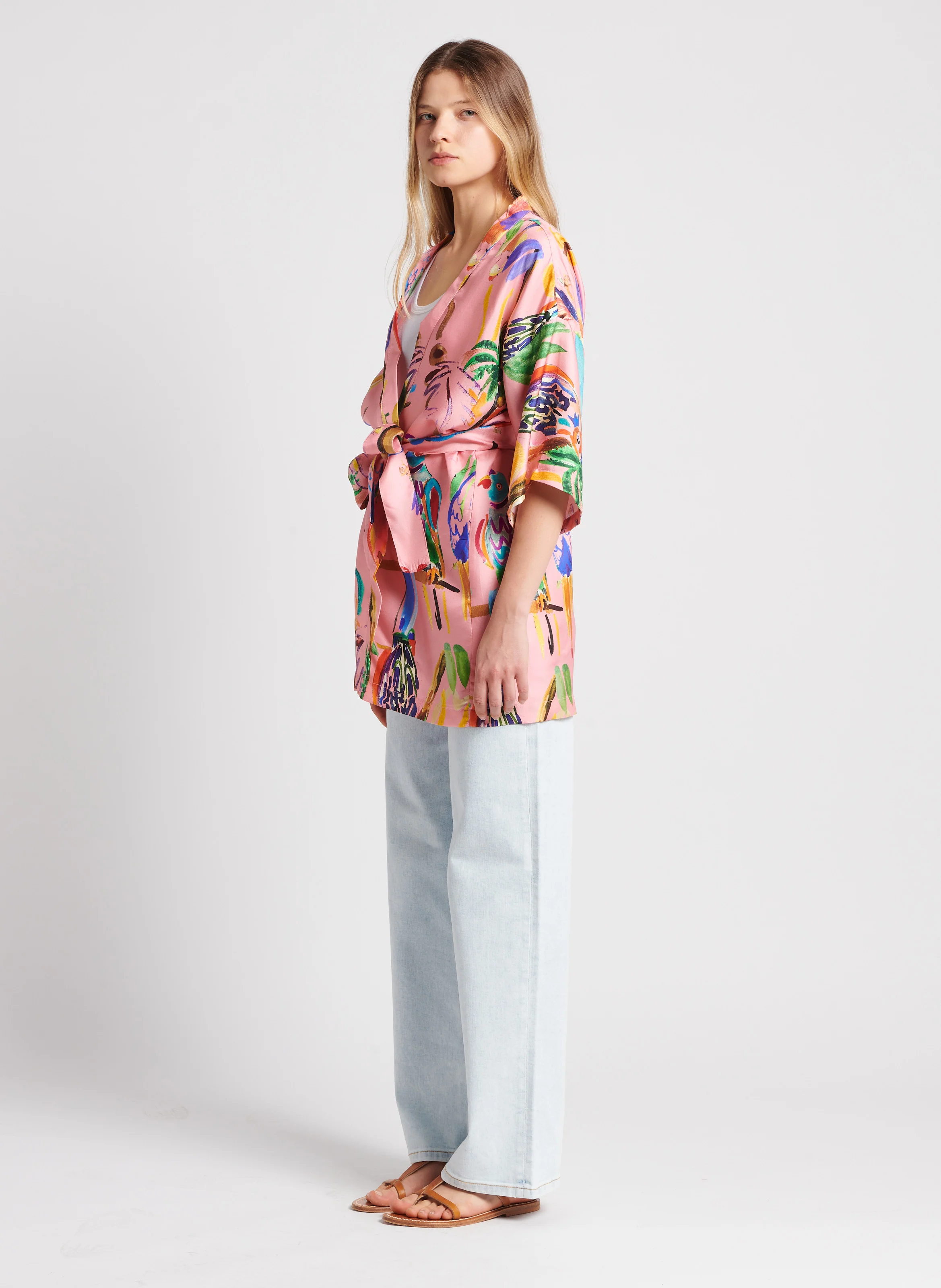 PERRUCHES - Kimono en soie | Rose